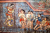 Chiang Mai - The Wat Phra Singh temple. Murals of the Viharn Lai Kham illustrating Jataka tales and other stories. 